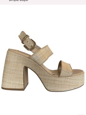 🌸Steve Madden 🌸Valory Sandal Womens US 6.5 M Natural Raffia Beige Tan Platform